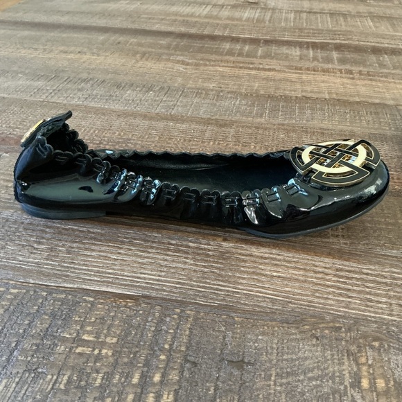 Tory Burch Black Ballerina Flats with Gold Accents - Picture 4 of 9